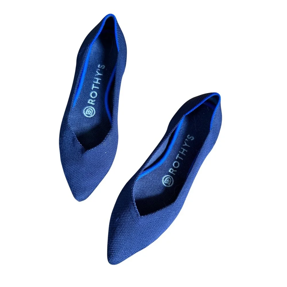 Rothy's The Point navy blue ballet flats